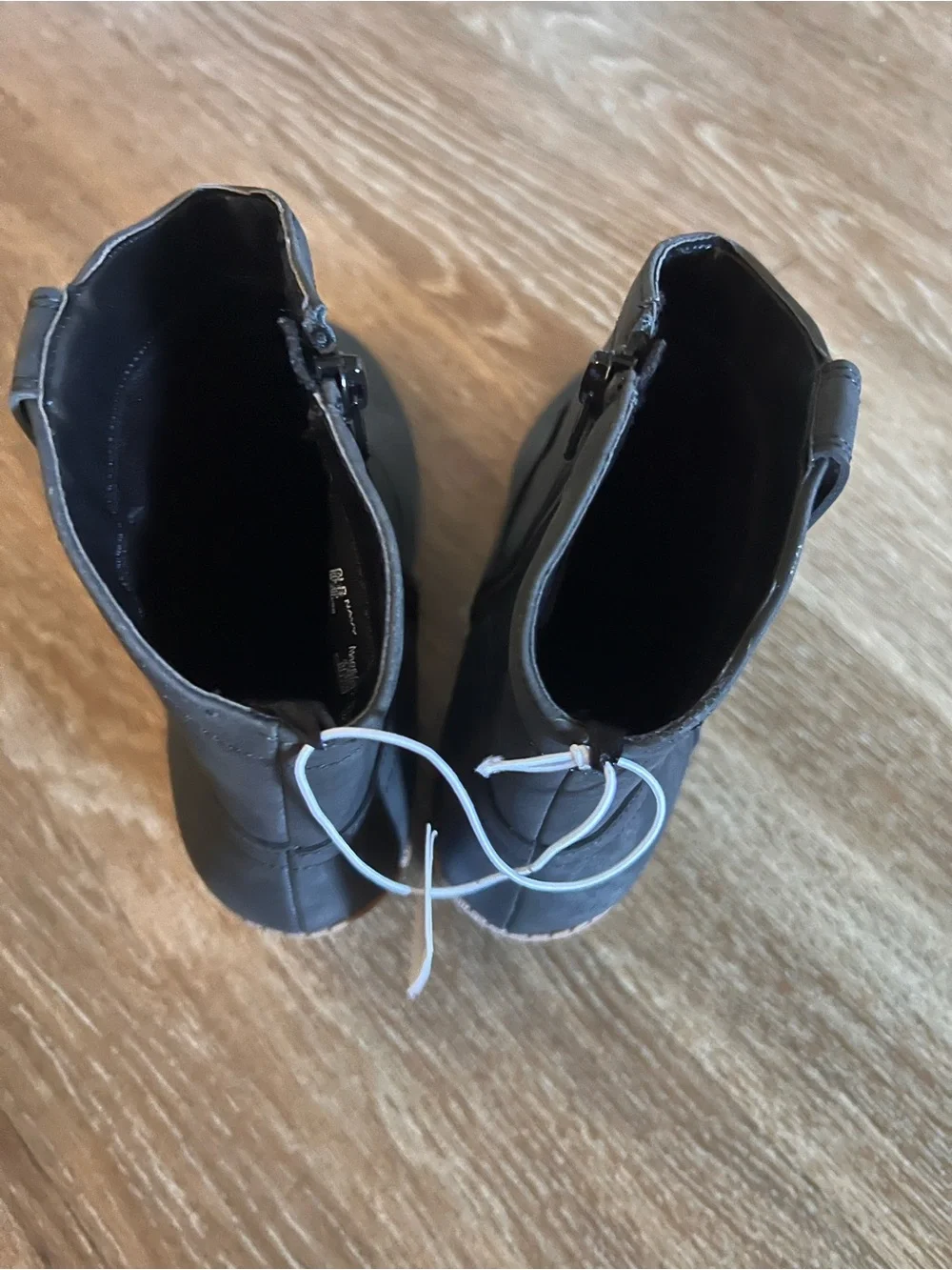 Old Navy Black Ankle Boots with Stacked Heel